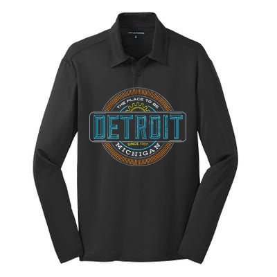 Detroit Emblem Since 1707 Silk Touch Performance Long Sleeve Polo