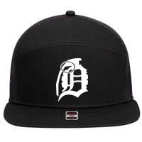 Detroit English D Grenade Michigan Logo 7 Panel Mesh Trucker Snapback Hat