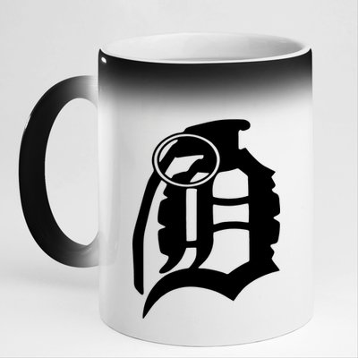 Detroit English D Grenade Michigan Logo 11oz Black Color Changing Mug