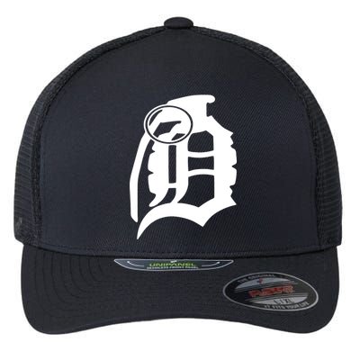 Detroit English D Grenade Michigan Logo Flexfit Unipanel Trucker Cap