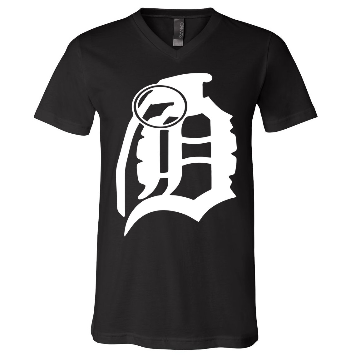 Detroit English D Grenade Michigan Logo V-Neck T-Shirt