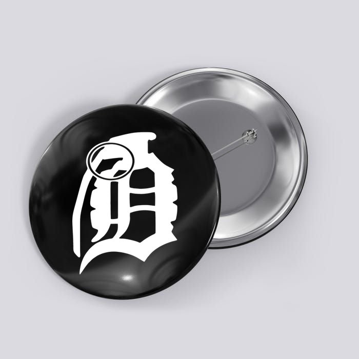 Detroit English D Grenade Michigan Logo Button