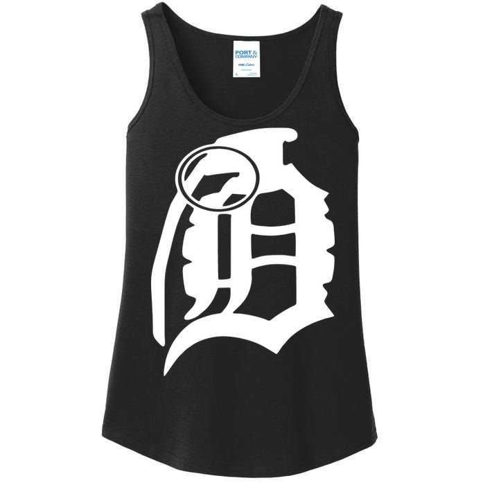 Detroit English D Grenade Michigan Logo Ladies Essential Tank