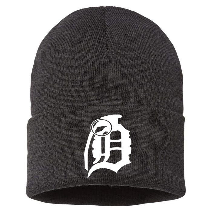 Detroit English D Grenade Michigan Logo Sustainable Knit Beanie