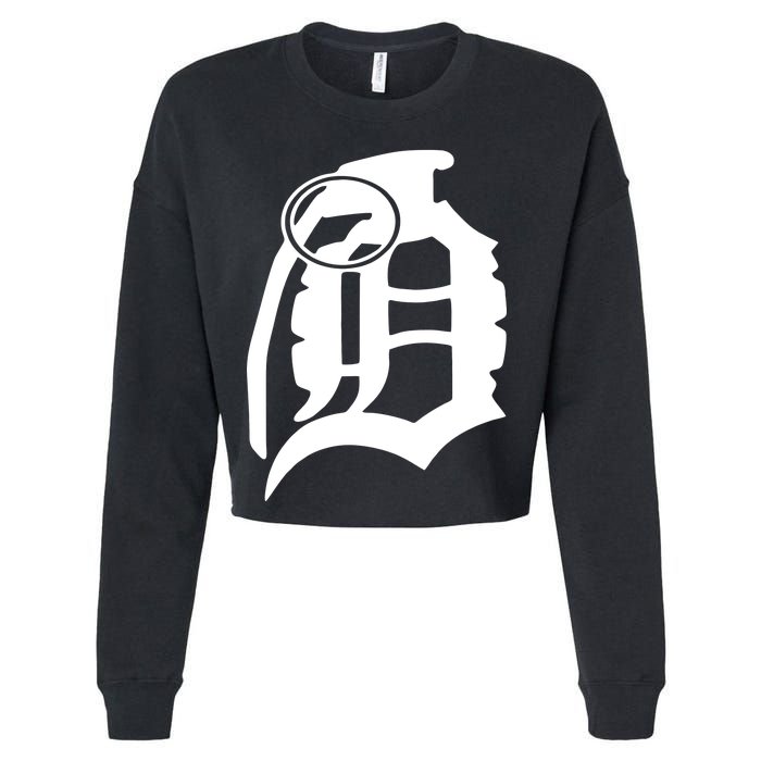 Detroit English D Grenade Michigan Logo Cropped Pullover Crew