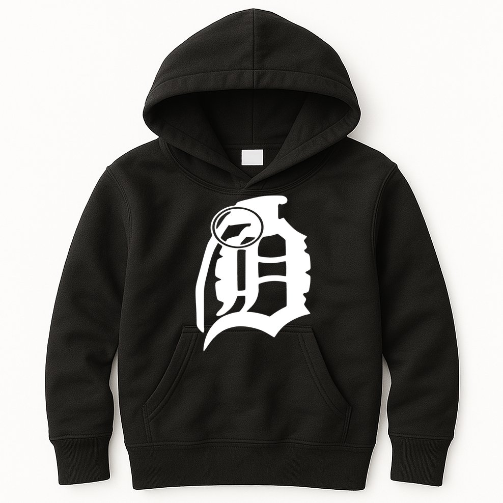 Detroit English D Grenade Michigan Logo Kids Hoodie
