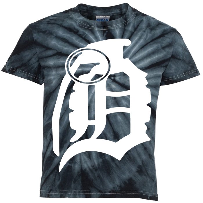 Detroit English D Grenade Michigan Logo Kids Tie-Dye T-Shirt