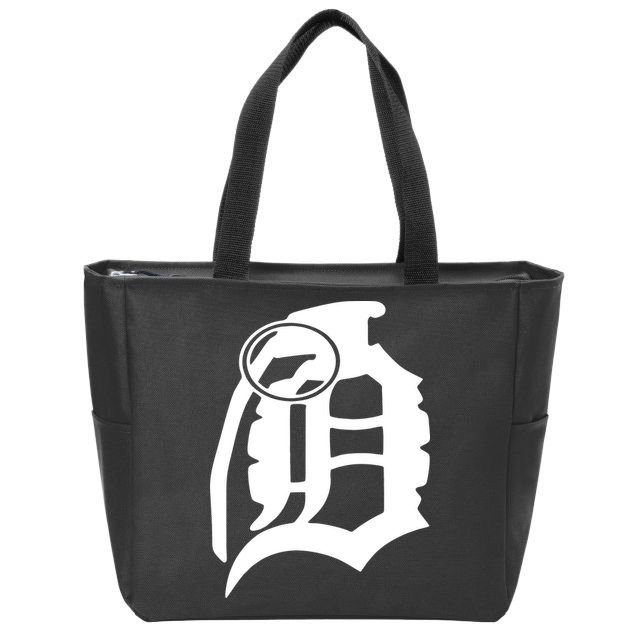 Detroit English D Grenade Michigan Logo Zip Tote Bag