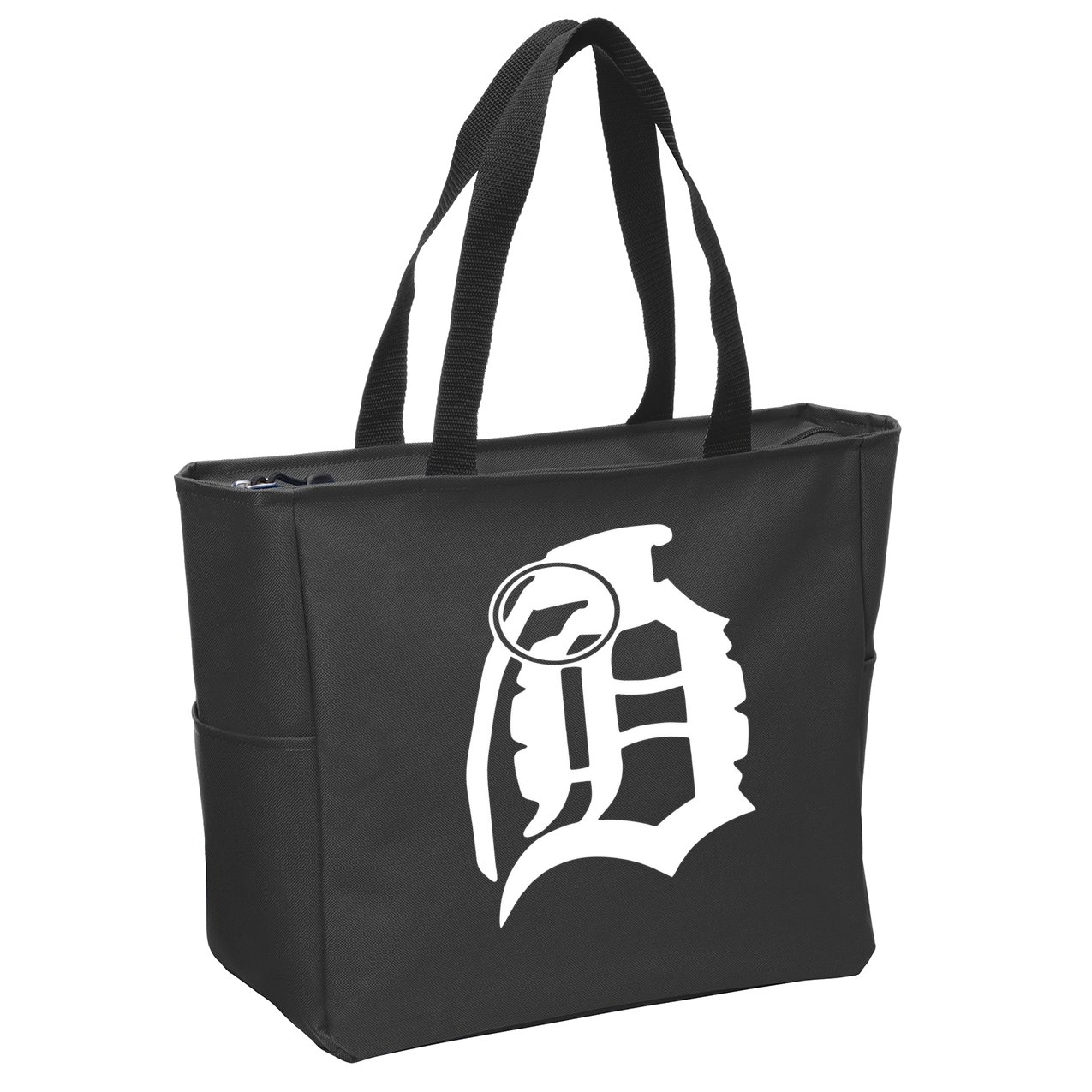 Detroit English D Grenade Michigan Logo Zip Tote Bag