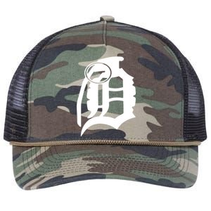 Detroit English D Grenade Michigan Logo Retro Rope Trucker Hat Cap