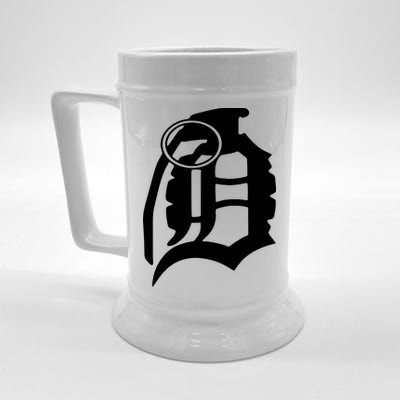 Detroit English D Grenade Michigan Logo Beer Stein