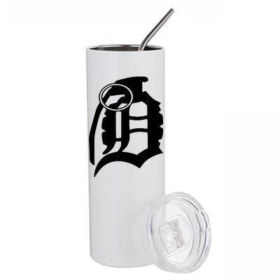 Detroit English D Grenade Michigan Logo Stainless Steel Tumbler