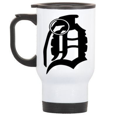 Detroit English D Grenade Michigan Logo Stainless Steel Travel Mug