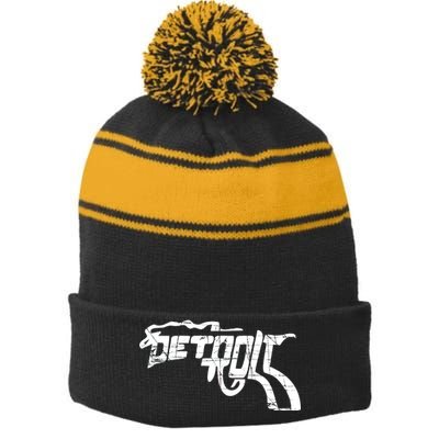 Detroit Gun n Smoke Revolver Stripe Pom Pom Beanie