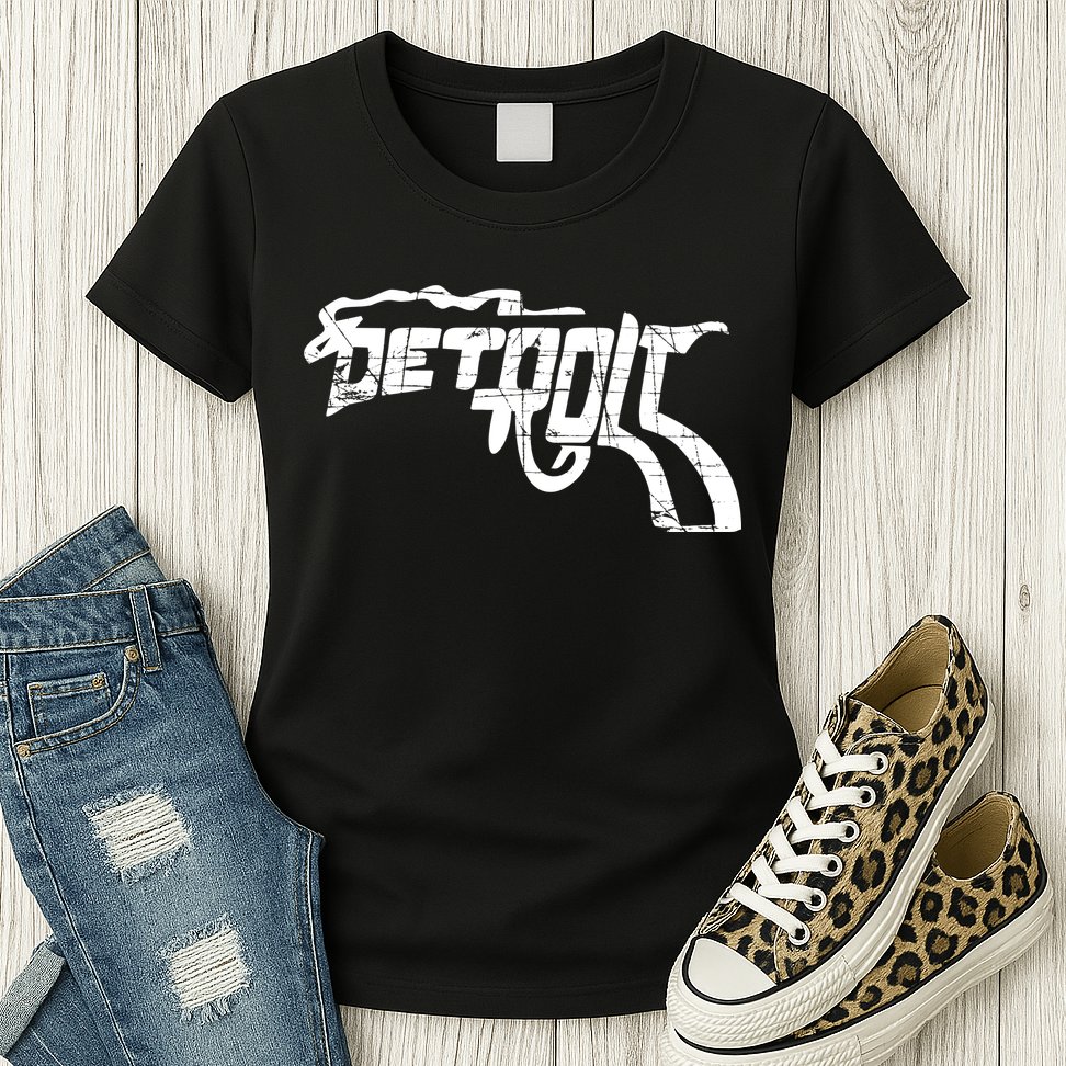 Detroit Gun n Smoke Revolver Womens T-Shirt