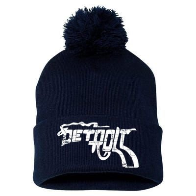 Detroit Gun n Smoke Revolver Pom Pom 12in Knit Beanie