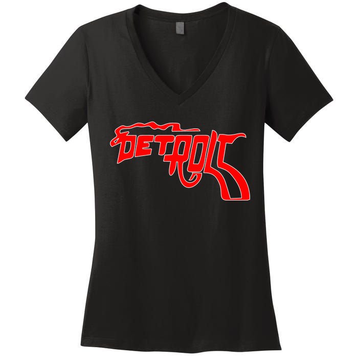 Detroit Gun Smoke Revolver Women's V-Neck T-Shirt