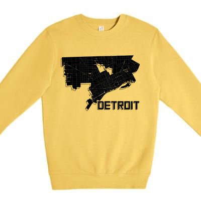 Detroit Illustration Map Premium Crewneck Sweatshirt