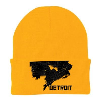 Detroit Illustration Map Knit Cap Winter Beanie