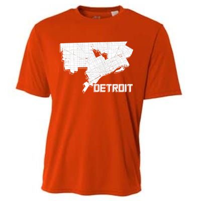 Detroit Illustration Map Cooling Performance Crew T-Shirt