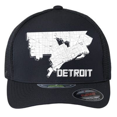 Detroit Illustration Map Flexfit Unipanel Trucker Cap