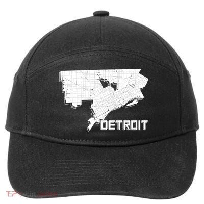 Detroit Illustration Map 7-Panel Snapback Hat