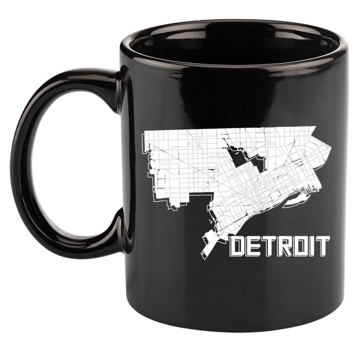 Detroit Illustration Map 11oz C Handle Ceramic Mug