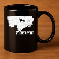 Detroit Illustration Map 11oz C Handle Ceramic Mug