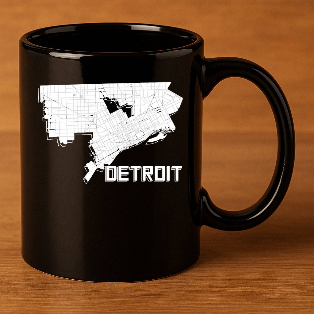 Detroit Illustration Map 11oz C Handle Ceramic Mug