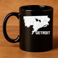 Detroit Illustration Map 11oz C Handle Ceramic Mug