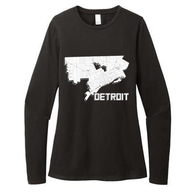 Detroit Illustration Map Womens CVC Long Sleeve Shirt