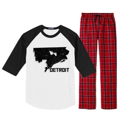 Detroit Illustration Map Raglan Sleeve Pajama Set