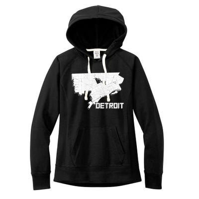 Detroit Illustration Map Women's Fleece Hoodie