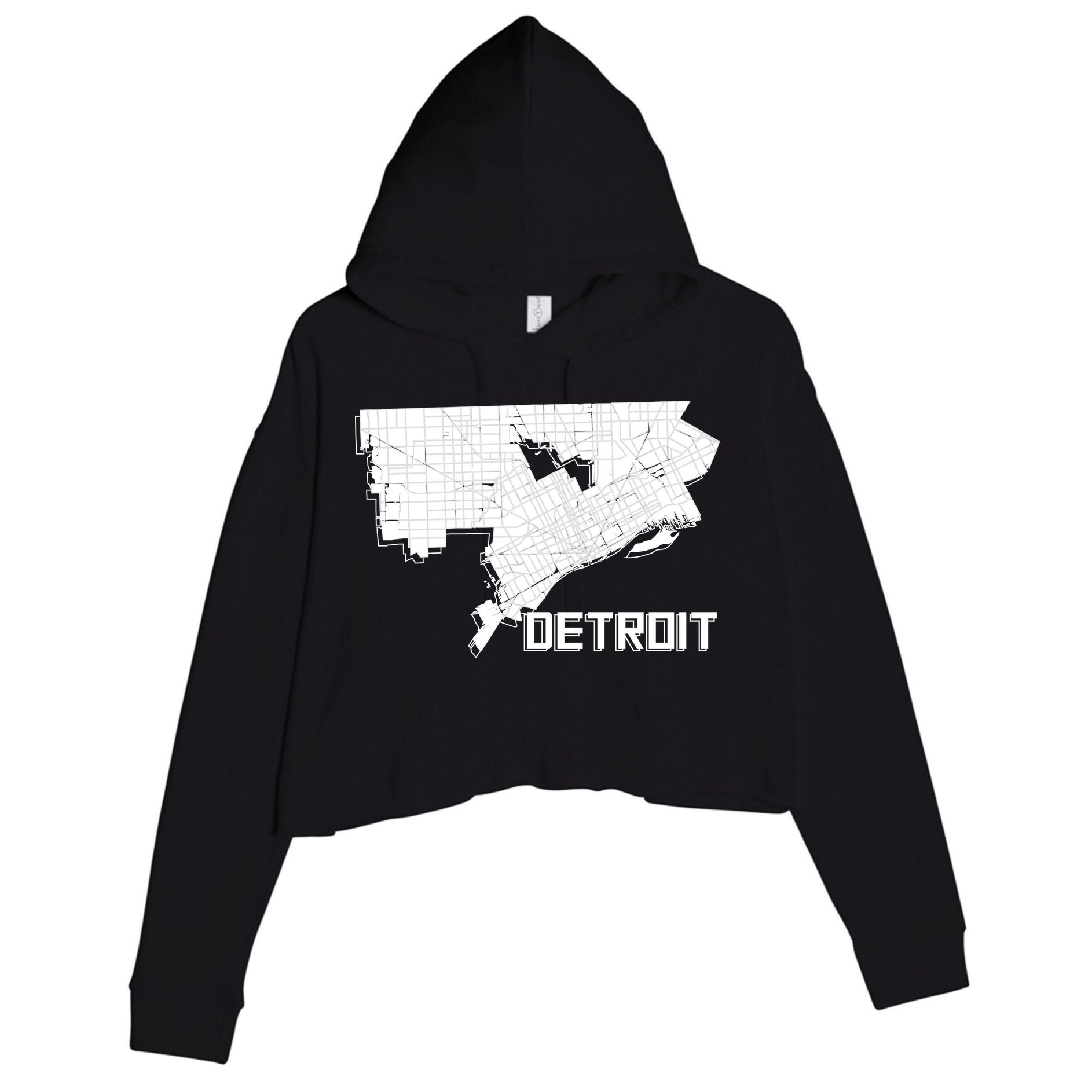 Detroit Illustration Map Crop Fleece Hoodie