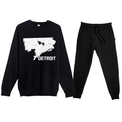 Detroit Illustration Map Premium Crewneck Sweatsuit Set