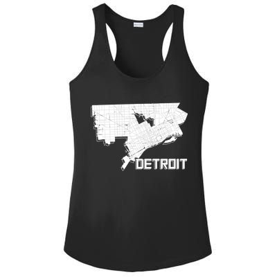 Detroit Illustration Map Ladies PosiCharge Competitor Racerback Tank