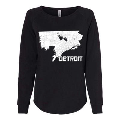 Detroit Illustration Map Womens California Wash Sweatshirt