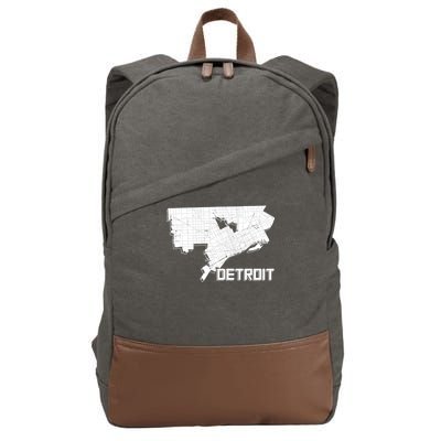 Detroit Illustration Map Cotton Canvas Backpack