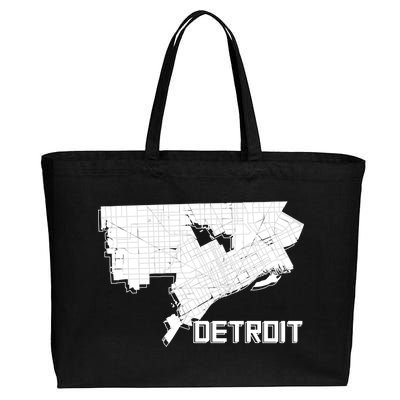 Detroit Illustration Map Cotton Canvas Jumbo Tote