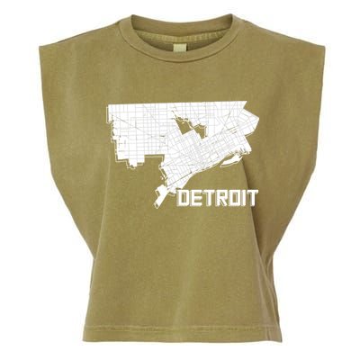 Detroit Illustration Map Garment-Dyed Women's Muscle Tee