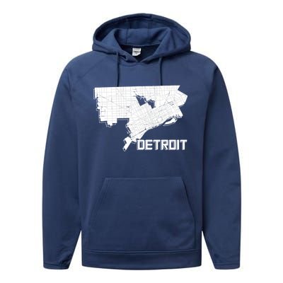 Detroit Illustration Map Performance Fleece Hoodie