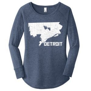 Detroit Illustration Map Women's Perfect Tri Tunic Long Sleeve Shirt