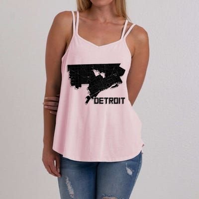 Detroit Illustration Map Women's Strappy Tank