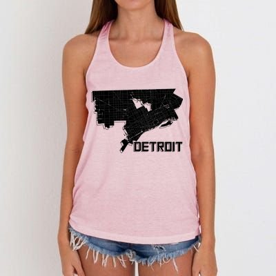 Detroit Illustration Map Women's Knotted Racerback Tank