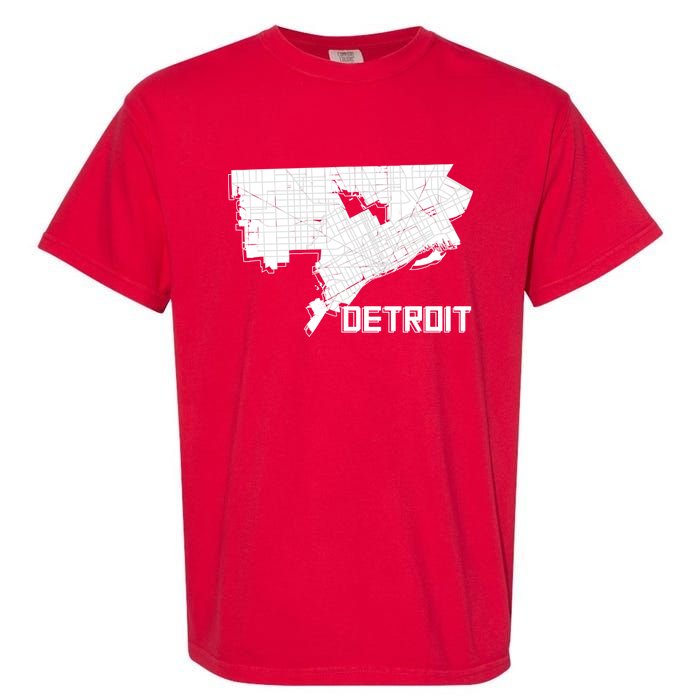 Detroit Illustration Map Garment-Dyed Heavyweight T-Shirt