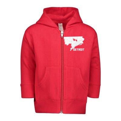 Detroit Illustration Map Toddler Zip Fleece Hoodie