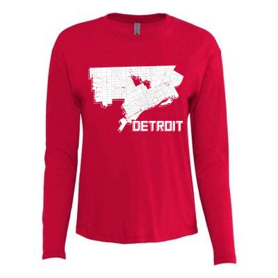 Detroit Illustration Map Womens Cotton Relaxed Long Sleeve T-Shirt