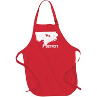 Detroit Illustration Map Full-Length Apron With Pockets