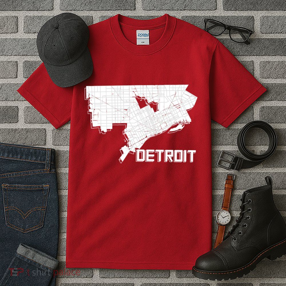 Detroit Illustration Map Tall T-Shirt