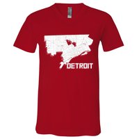 Detroit Illustration Map V-Neck T-Shirt